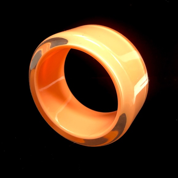 Vintage Lucite Bangle Bracelets x2! Orange + Gold - Picture 5 of 14